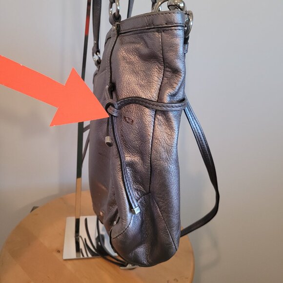 Coach Audrey Medium Cinched North South Tote Gunmetal Silver - Picture 12 of 14